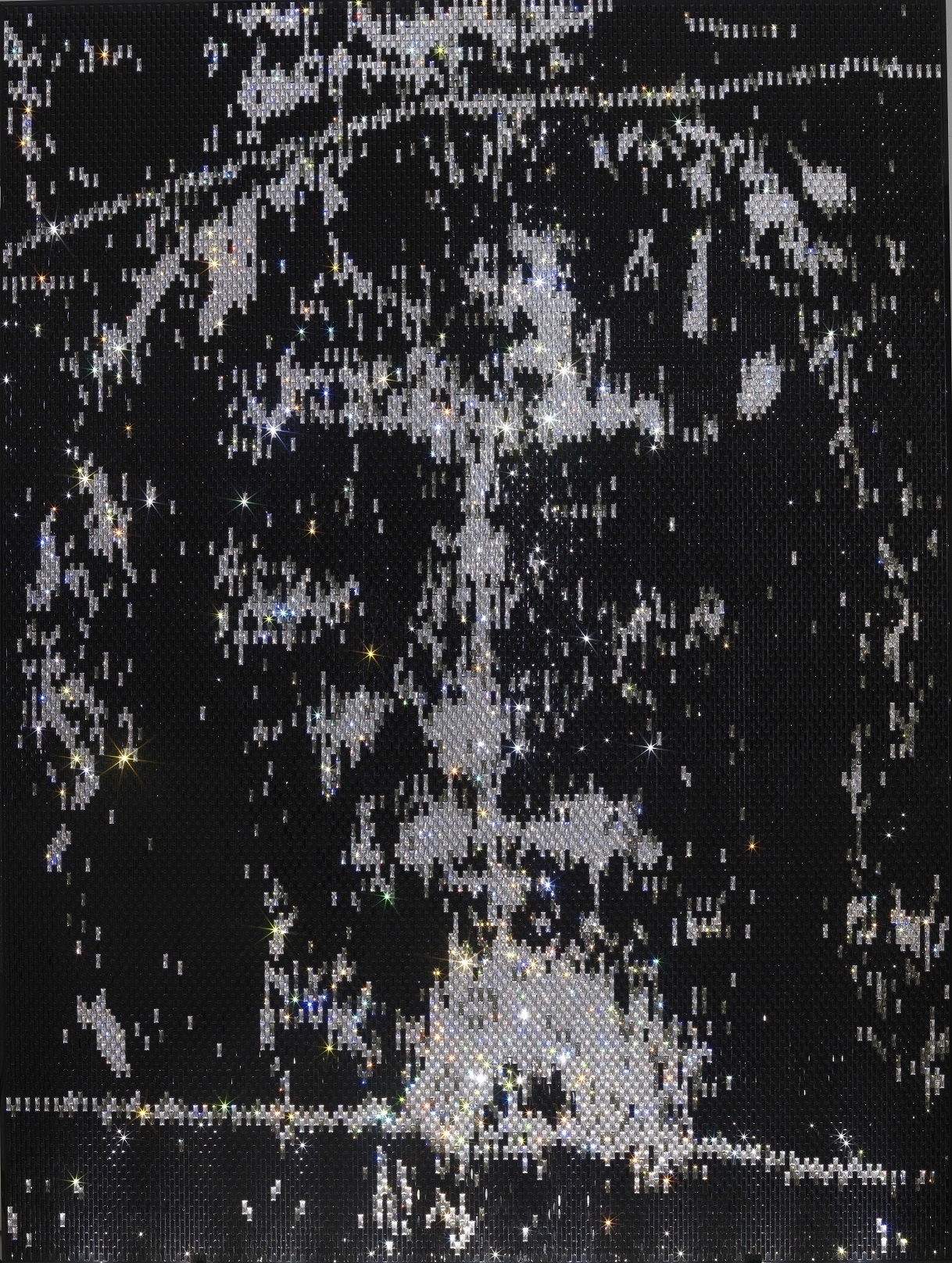 Sindone Nera, Stefano Curto, 200x150 cm, 17.843 cristalli su plexiglas