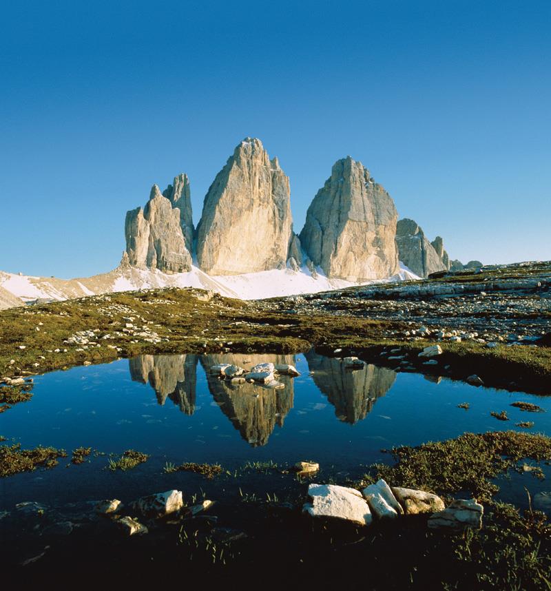 Le Tre Cime, che fanno parte della rete delle aree alpine protette (Foto Ufficio parchi naturali)